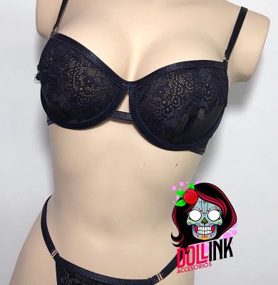 Conjunto lencería black net