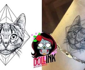 Tatuaje temporal geometric cat