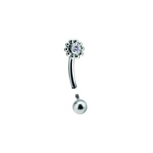 Joya de piercing barbell curvo sol con cristal