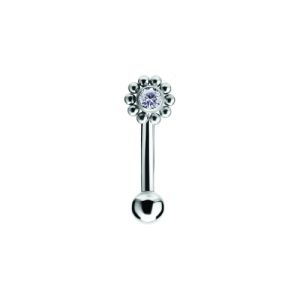 Joya de piercing barbell curvo sol con cristal